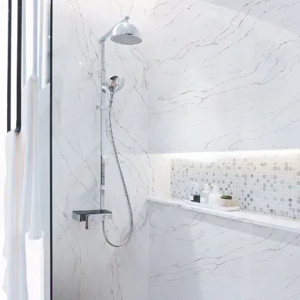 alleanza quartz bathroom walls
